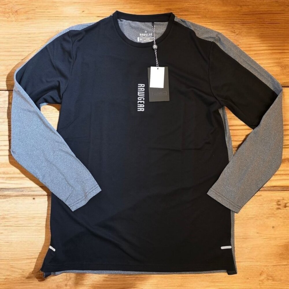 Rawgear Long Sleeve Shirt Mens Size M Black Gray Mesh Back RG428 Athletic NWT‎